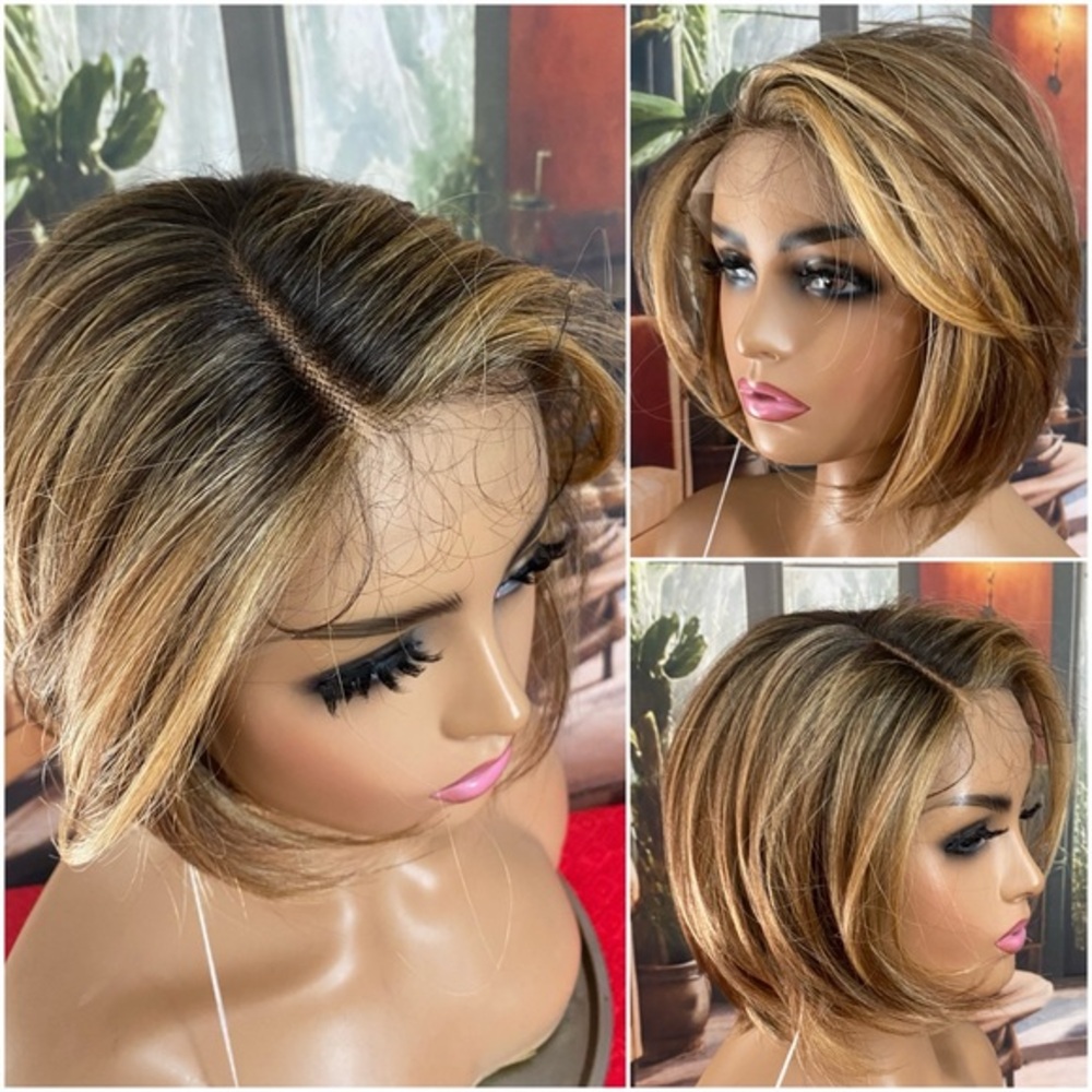 NEW rooted lace fronts moon shaped part wig